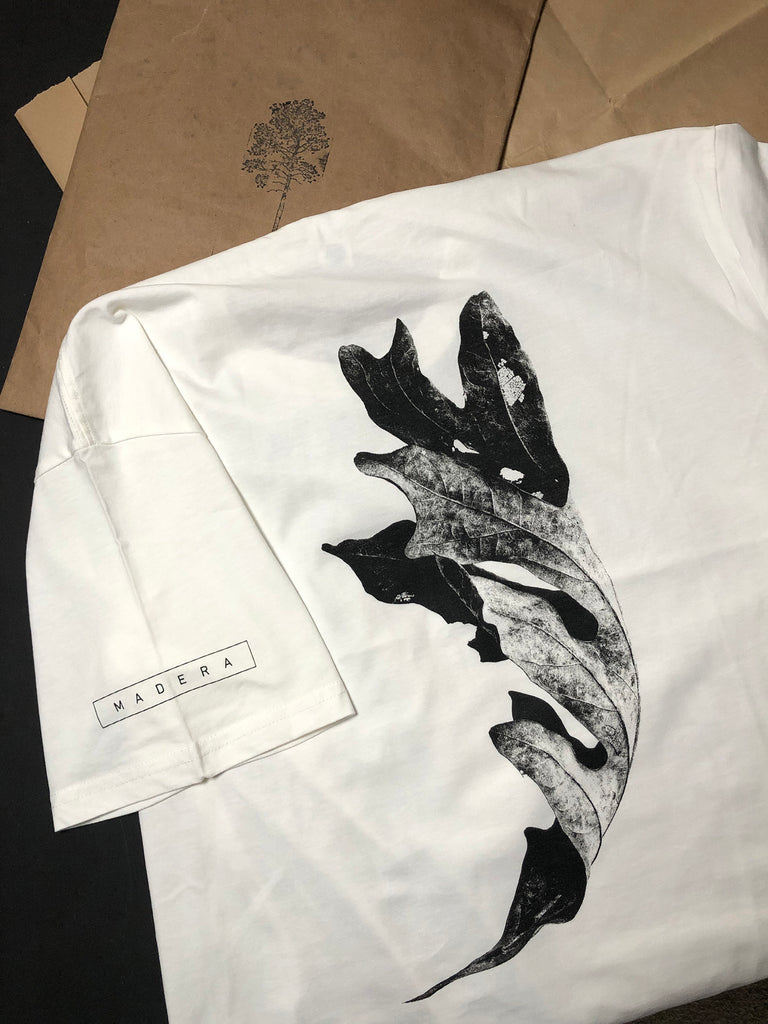 MADERA Printed My Curled Autumn Leaf on a Custom-Designed T-Shirt