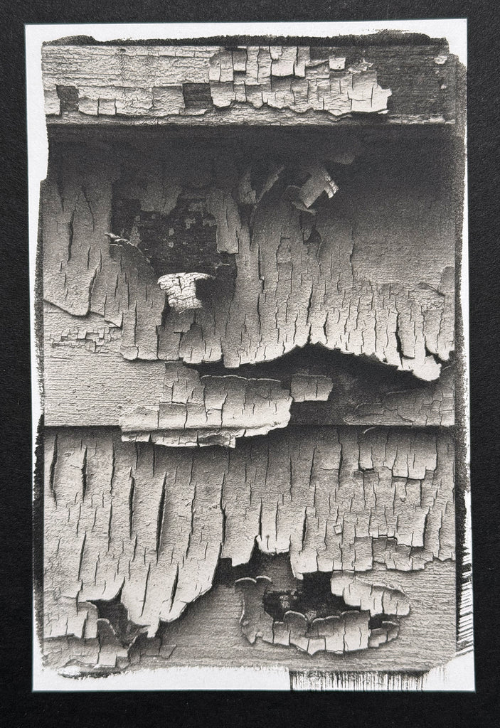 One-of-a-kind, handmade platinum/palladium print of a closeup photo of peeling paint on an old house in Newbern, Alabama. Limited to an edition of 8 at this size plus two artist proofs, the price will increase with each sale.