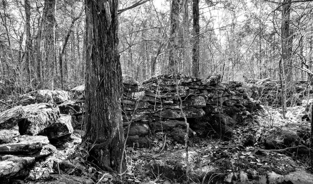 Old Stone Wall on the Joe Collins Farm - Black and White Photograph (KD10097X)