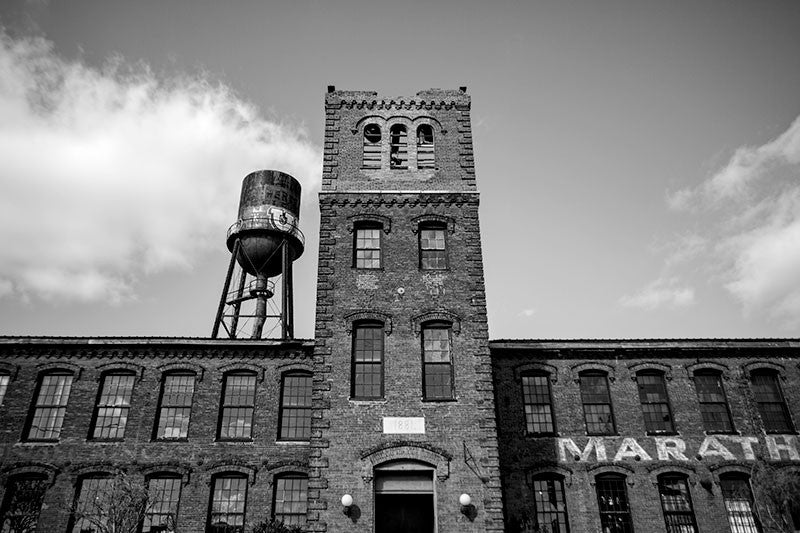 Black and white photograph of the Marathon Motor Works factory in Nashville, Tennessee.
