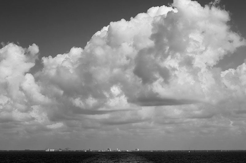 Steaming Away from the Coast - Black and White Photograph (A0015570)