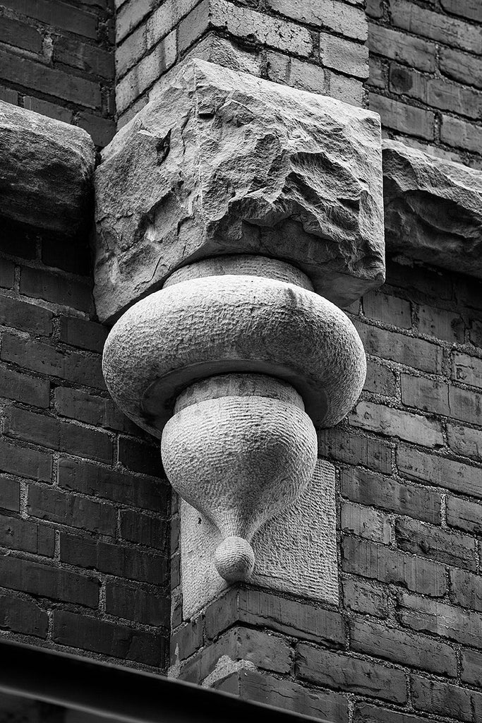 Black and white photograph of an architectural detail on a historic building circa 1894 at 309 Meeting Street in Charleston.