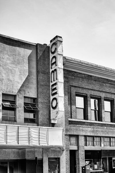 Vintage Cameo Theater Marquee in Bristol Virginia - Black and White Photograph (DSC00907)
