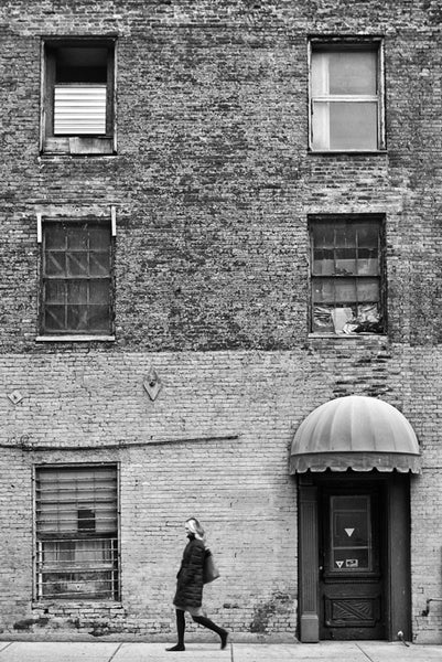 Black and white photograph of the two-tone side of Nashville's now-defunct Trail West building on Lower Broadway.