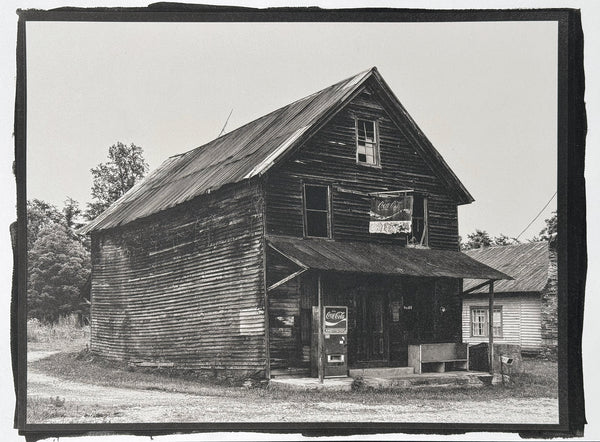 One-of-a-kind, handmade platinum/palladium print showing Woody's, an abandoned old wooden general store in Auroria Georgia the American South. Limited to an edition of 8 at this size plus two artist proofs, the price will increase with each sale.