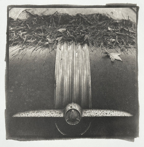 One-of-a-kind, handmade platinum/palladium print of the ornament on the trunk of an antique car abandoned in the woods in the American South. Limited to an edition of 8 at this size plus two artist proofs, the price will increase with each sale.