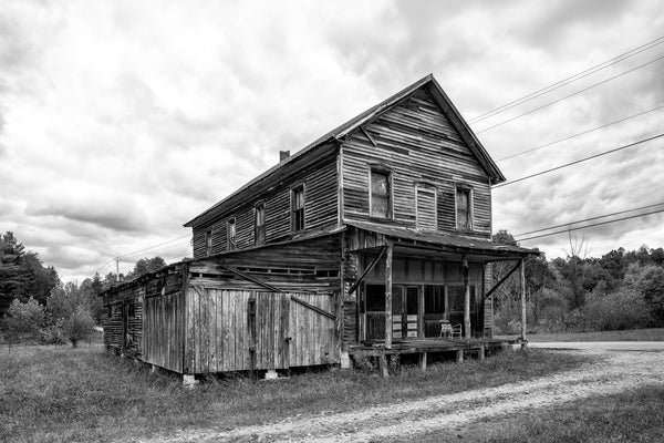 Black and white photograph of the historic Hamilton-Lay General Store, built by Alexander Lafayette "Fate" Hamilton near Washburn in the hills of Union County, Tennessee.