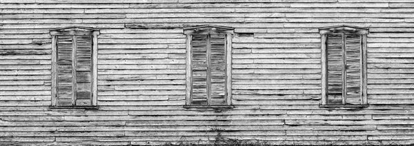 Black and white wide-format photograph of the side of the historic Hamilton-Lay Store built in the 1800s and found along a backroad in east Tennessee.