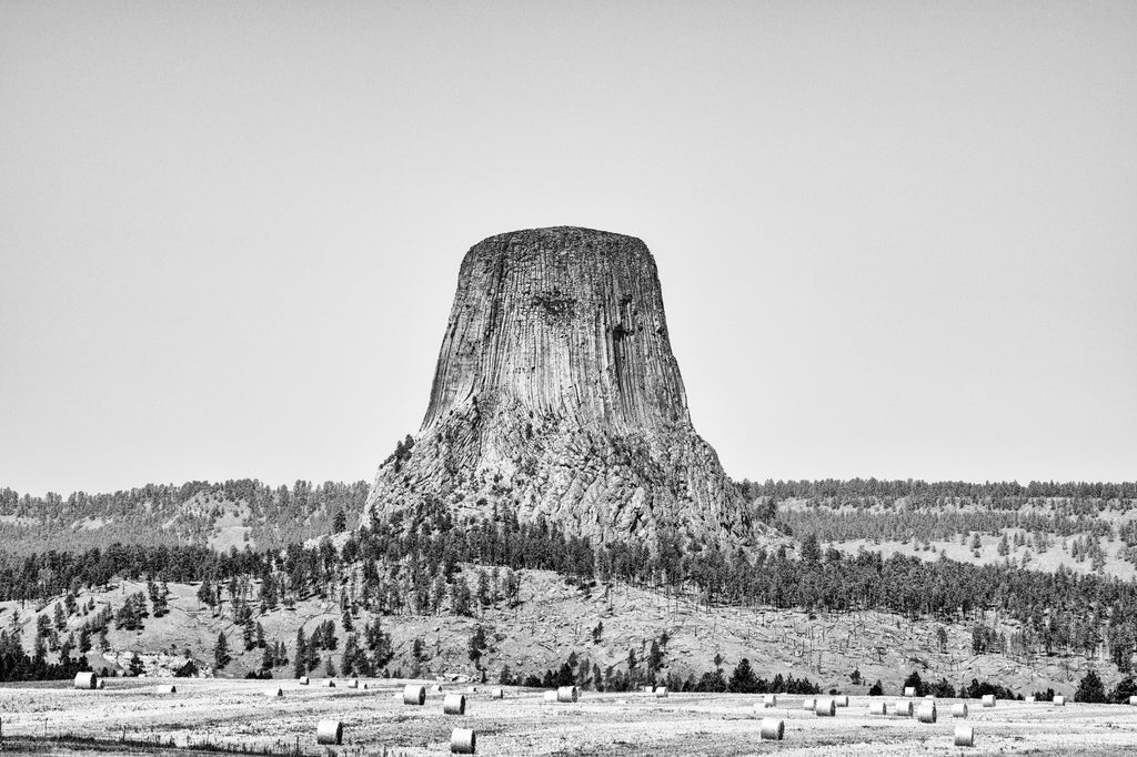 Wyoming Landscape with the Devil's Tower - Black and White Photograph (KD22374X)