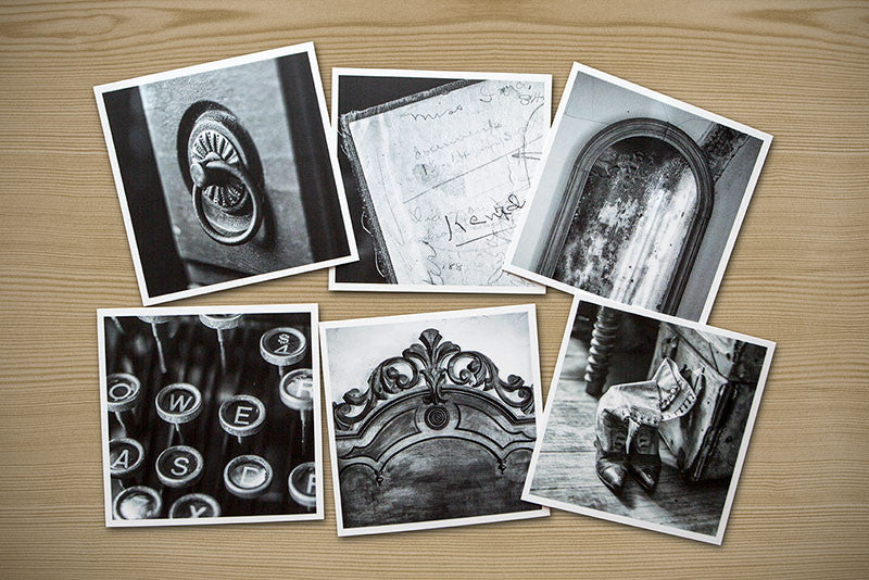Things Found in Old Houses, Set of Six Themed Photographs on Card Stock, PhotoSquares