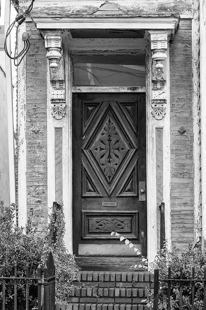 Antique Carved Wooden Door on an Old House in Charleston (A0018718)