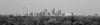 Black and white photograph of downtown St. Louis, Missouri, photographed through a long lens from the top of Monk's Mound at Cahokia Mound Site, at a distance of approximately 8 - 10 miles.