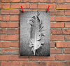 display idea for unframed black and white photo poster of feather detail