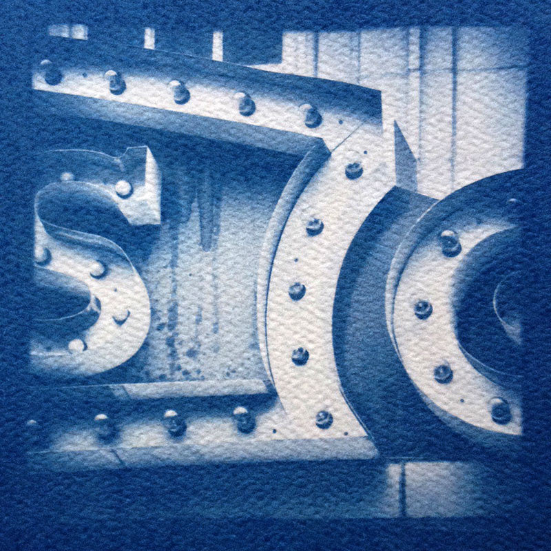 This is a unique handmade cyanotype print of the Lucas Theater Marquee in beautiful Savannah, printed on acid-free rough watercolor paper.