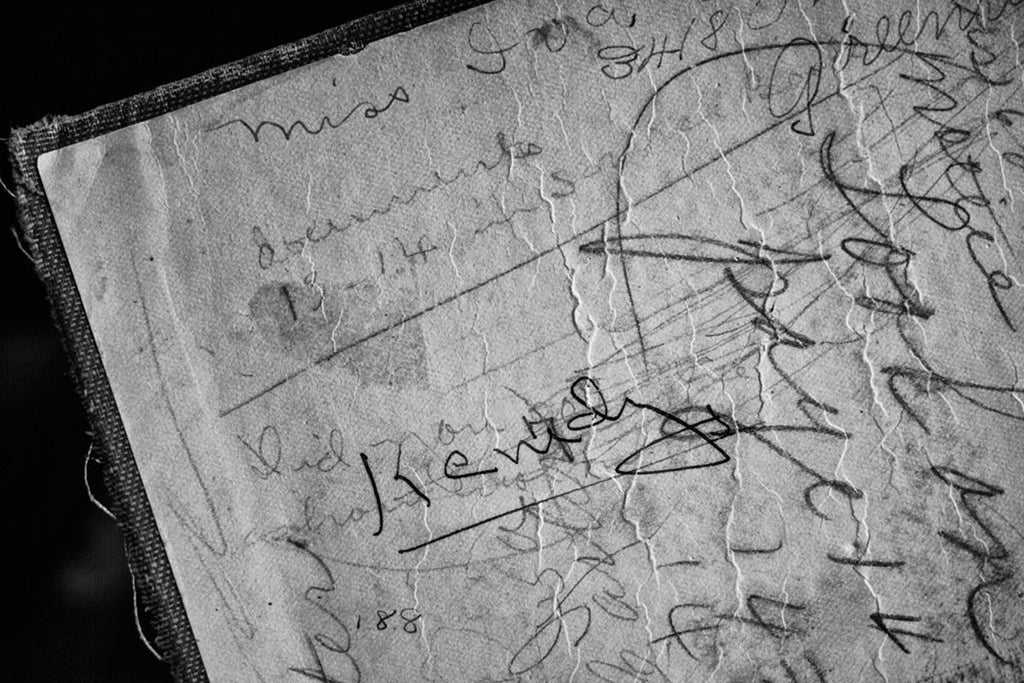 Black and white detail photograph of the pencilled notes of Iva Carter, a Greenville, Texas school girl who owned this old history textbook. A Short History of England, by Edward P. Cheyney, was published in 1904. It's unclear what year Iva used the book, and I have been unable to learn any other details of her life.